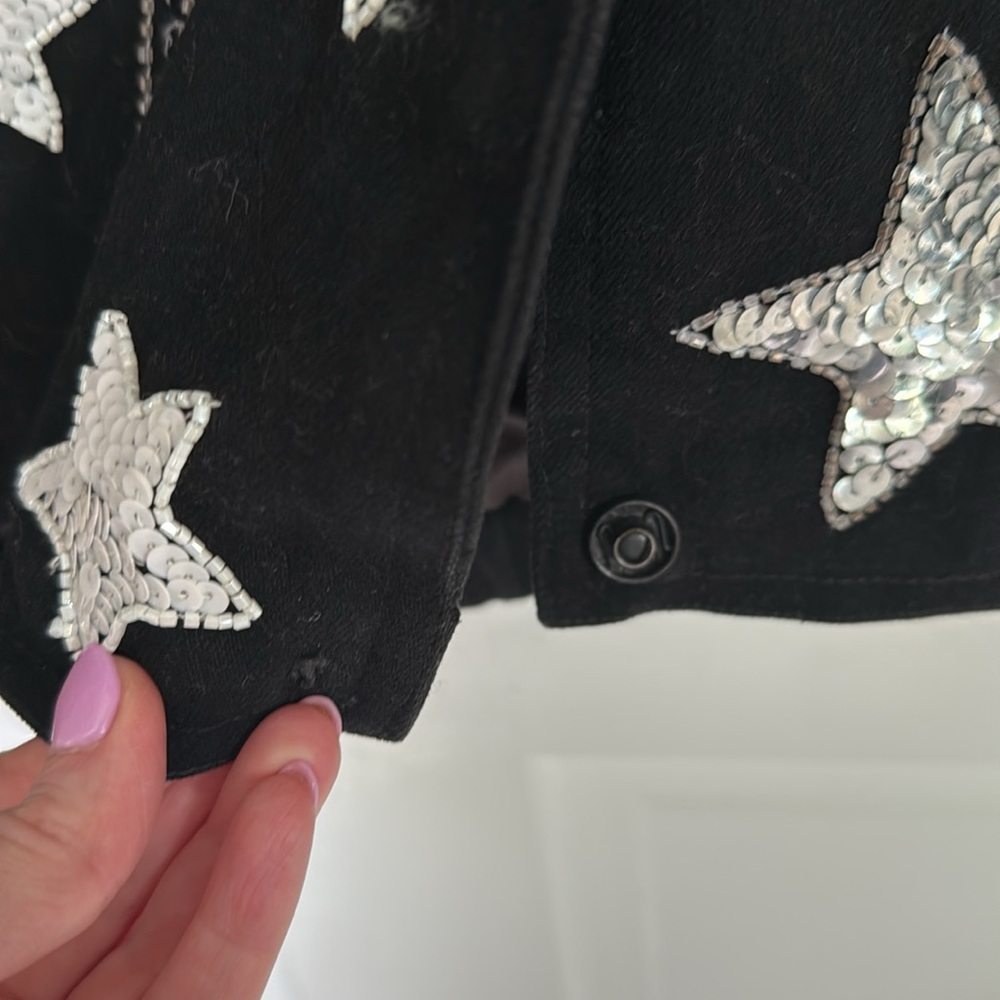Vintage Modi Beaded Sequin Star Denim Cotton Jacket - Picture 9 of 14
